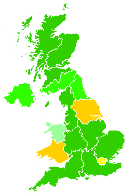 Click on a region for air pollution levels for 09/12/2003