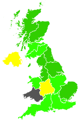 Click on a region for air pollution levels for 10/01/1992