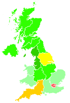 Click on a region for air pollution levels for 10/02/1993