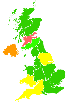 Click on a region for air pollution levels for 10/02/1994