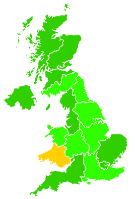 Click on a region for air pollution levels for 10/02/2003
