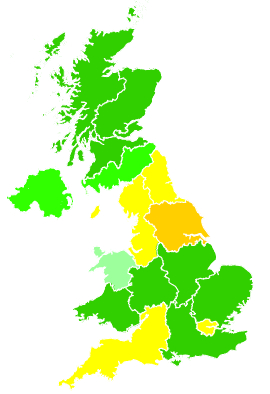 Click on a region for air pollution levels for 10/02/2008