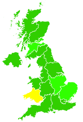 Click on a region for air pollution levels for 10/02/2016