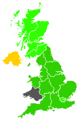 Click on a region for air pollution levels for 10/03/1991