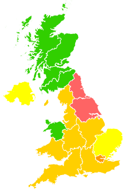 Click on a region for air pollution levels for 10/03/1996