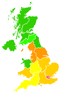 Click on a region for air pollution levels for 10/03/1997