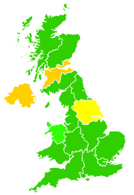 Click on a region for air pollution levels for 10/03/1999
