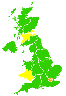 Click on a region for air pollution levels for 10/03/2000