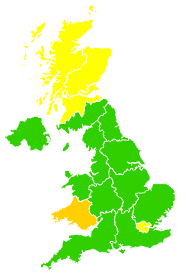 Click on a region for air pollution levels for 10/03/2003