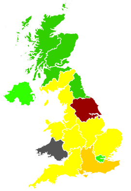 Click on a region for air pollution levels for 10/04/1991