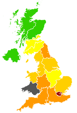 Click on a region for air pollution levels for 10/04/1992