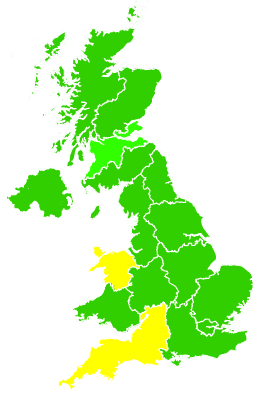 Click on a region for air pollution levels for 10/04/1995