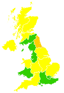Click on a region for air pollution levels for 10/04/1999