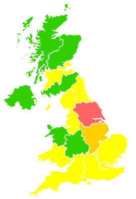 Click on a region for air pollution levels for 10/04/2000