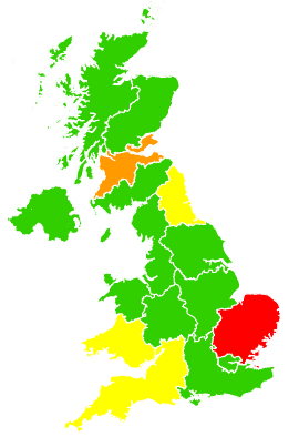 Click on a region for air pollution levels for 10/04/2003