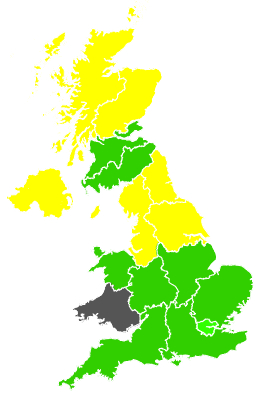 Click on a region for air pollution levels for 10/05/1990