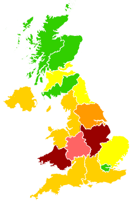 Click on a region for air pollution levels for 10/05/2000