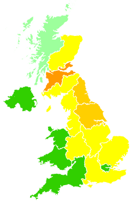Click on a region for air pollution levels for 10/05/2004