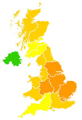 Click on a region for air pollution levels for 10/05/2008