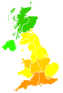 Click on a region for air pollution levels for 10/06/1997