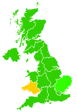 Click on a region for air pollution levels for 10/06/1998