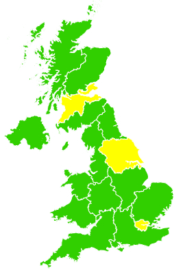 Click on a region for air pollution levels for 10/06/2000