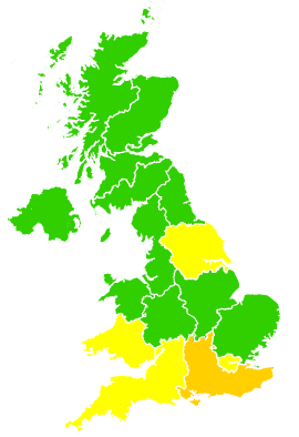 Click on a region for air pollution levels for 10/06/2008