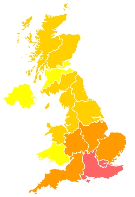 Click on a region for air pollution levels for 10/06/2023