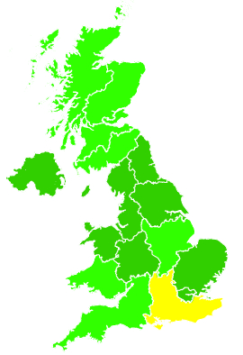 Click on a region for air pollution levels for 10/07/1992