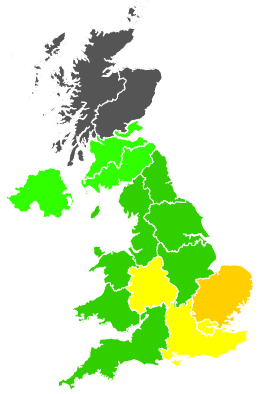 Click on a region for air pollution levels for 10/07/1994