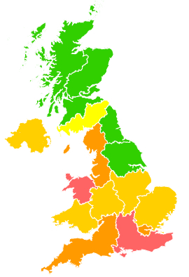 Click on a region for air pollution levels for 10/07/1995