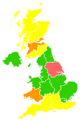 Click on a region for air pollution levels for 10/07/1997