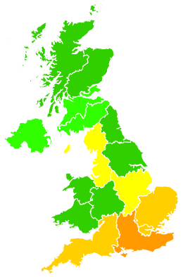 Click on a region for air pollution levels for 10/07/2003