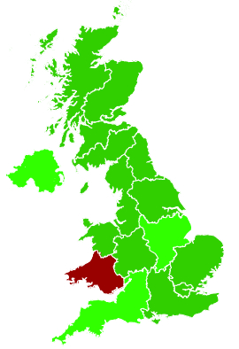 Click on a region for air pollution levels for 10/07/2006