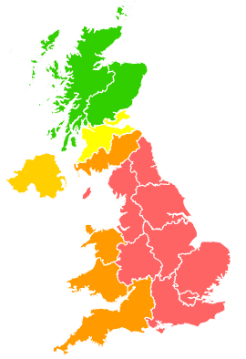 Click on a region for air pollution levels for 10/08/1997