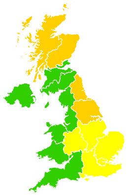 Click on a region for air pollution levels for 10/08/2004