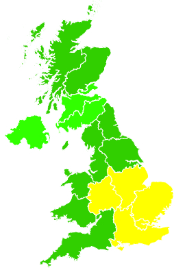 Click on a region for air pollution levels for 10/08/2007