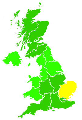 Click on a region for air pollution levels for 10/08/2009