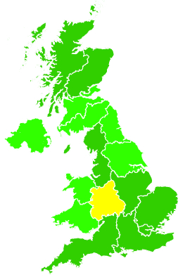 Click on a region for air pollution levels for 10/08/2011