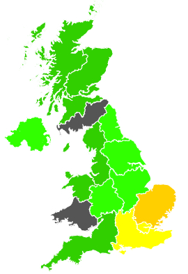 Click on a region for air pollution levels for 10/09/1988