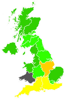 Click on a region for air pollution levels for 10/09/1990