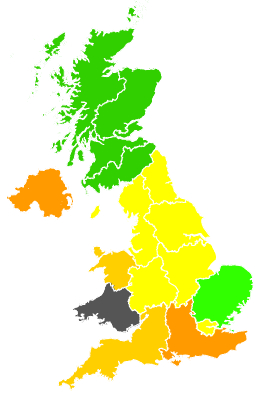 Click on a region for air pollution levels for 10/09/1991