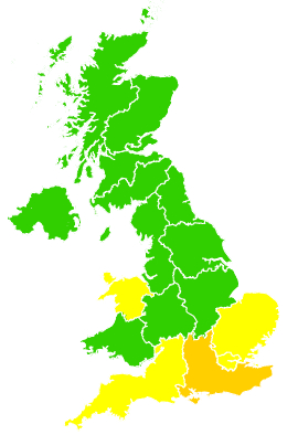 Click on a region for air pollution levels for 10/09/1992
