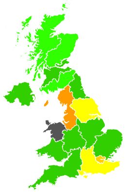 Click on a region for air pollution levels for 10/09/1997