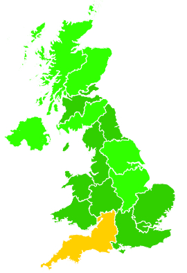 Click on a region for air pollution levels for 10/09/2000