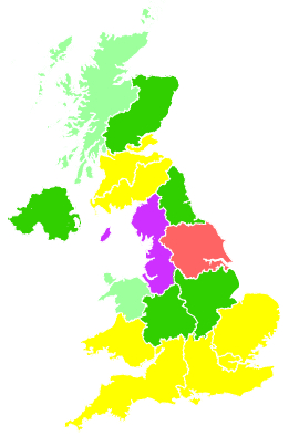 Click on a region for air pollution levels for 10/09/2004