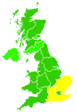 Click on a region for air pollution levels for 10/09/2012
