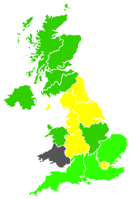 Click on a region for air pollution levels for 10/10/1991