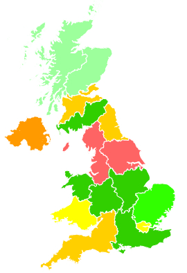 Click on a region for air pollution levels for 10/10/1994