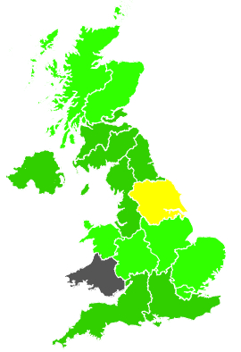 Click on a region for air pollution levels for 10/11/1991